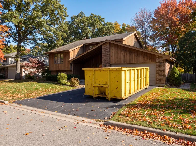 20-yard roll-off dumpster in a Yonkers driveway