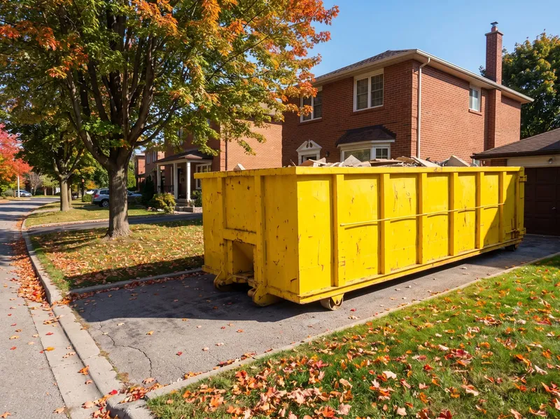 40-yard roll-off dumpster in a Yonkers driveway